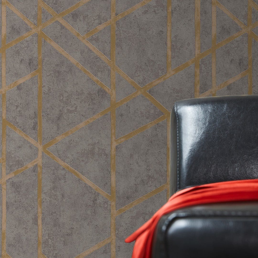 Betona tapetes ar zelta līniju rakstu - pelēks, zelts AS 369281 AS Creation