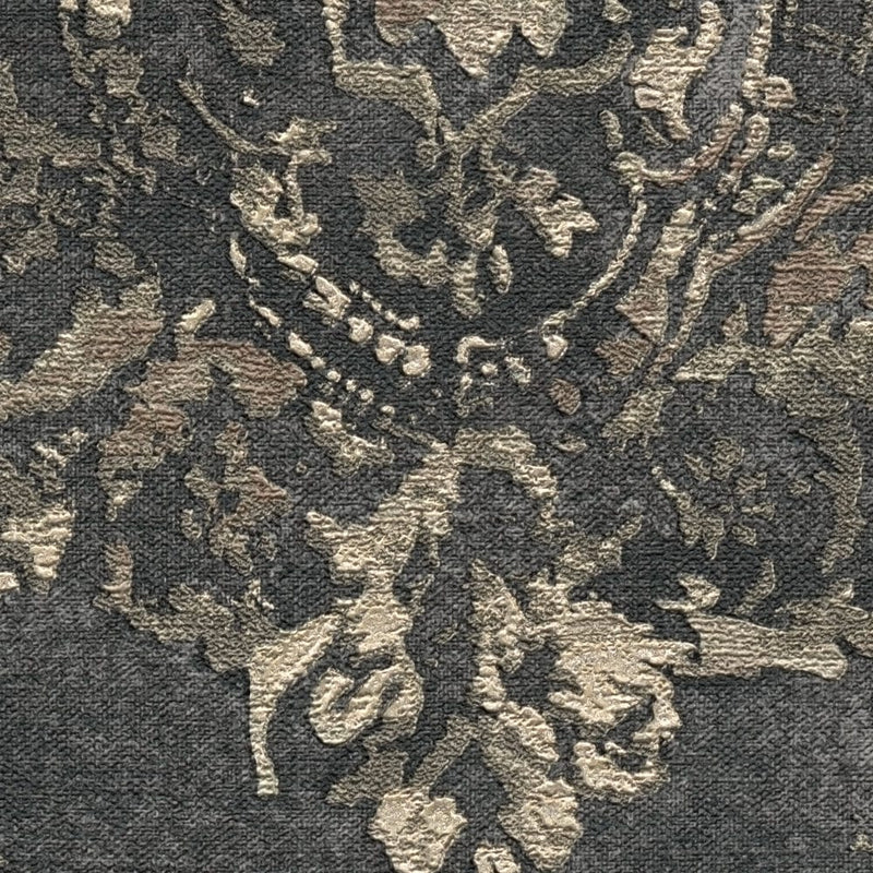Tapetes baroka stilā ar vintāžas ornamentu melnā krāsā, 1364002 AS Creation