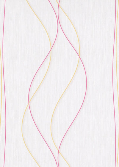 Tapetes bērnu istabai (meitenei) ar rozā un dzeltenam līnijām, 13343447 AS Creation