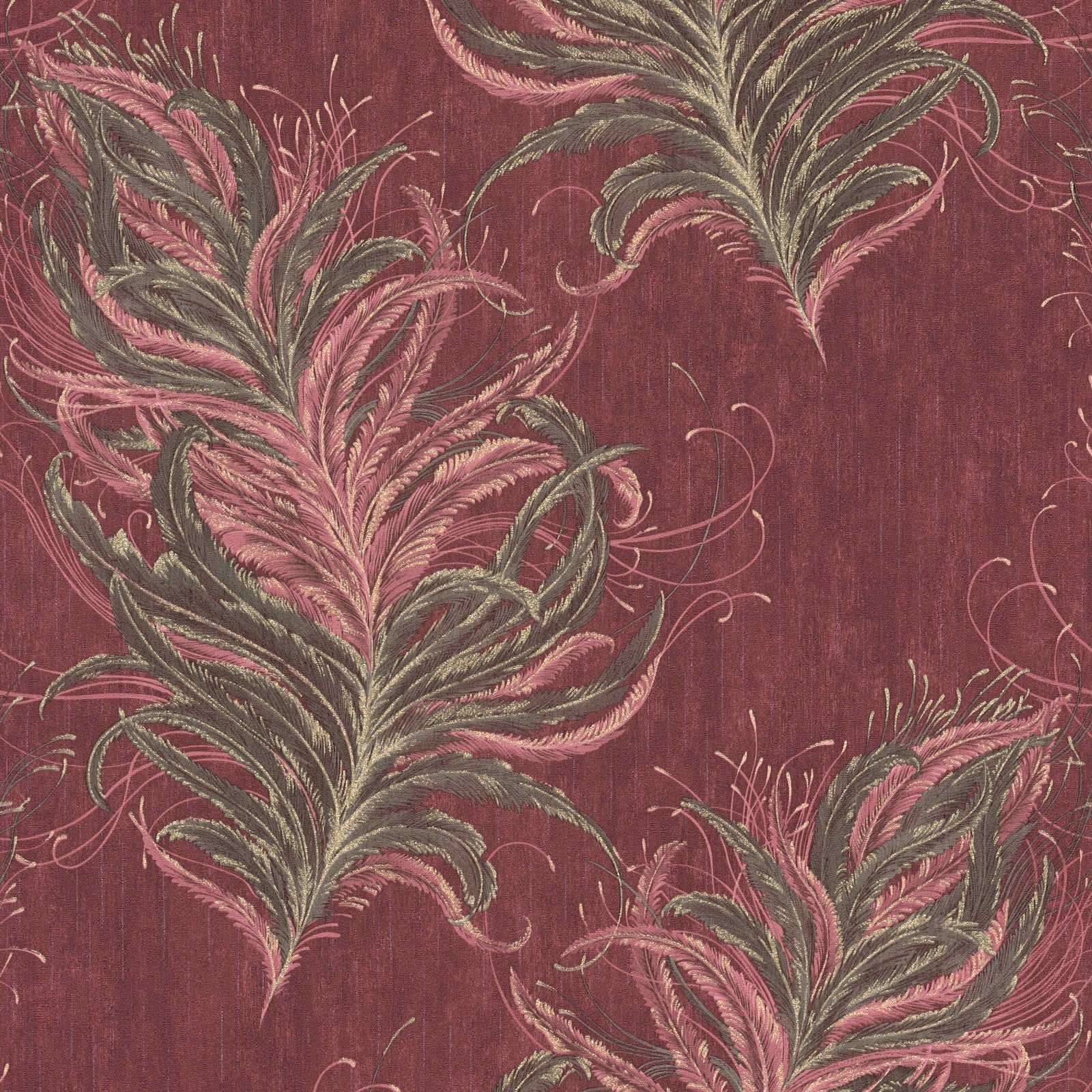 Sarkanas tapetes ar spalvām, zelta dizainu un tekstūras efektu 380093 Tapetenshop.lv