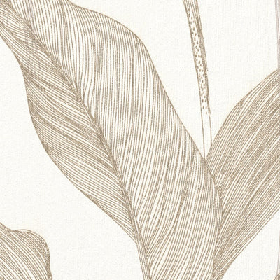 Tapetes botāniskā stilā ar lapām: zelta, krēmkrāsa krāsa - 3711436 Erismann