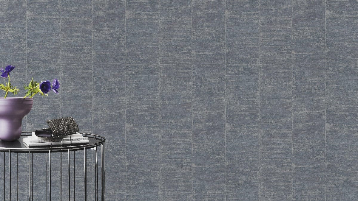 Tapetes RASCH ar grafisku rakstu un perlamutra efektu zilos toņos RASCH