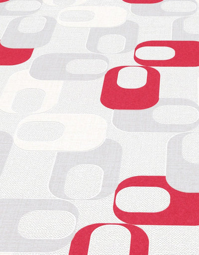 Tapetes retro stilā ar grafisku rakstu pelēkā un sarkanā krāsā, 1022506 Erismann