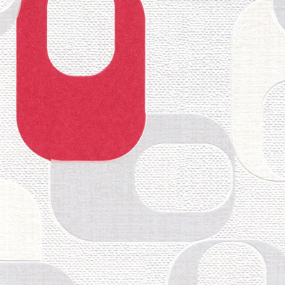 Tapetes retro stilā ar grafisku rakstu pelēkā un sarkanā krāsā, 1022506 Erismann