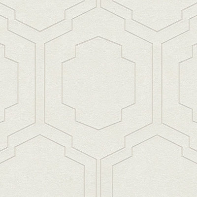 Tapetes retro stilā ar simetrisku rakstu - krēmkrāsainas, 374791 AS Creation