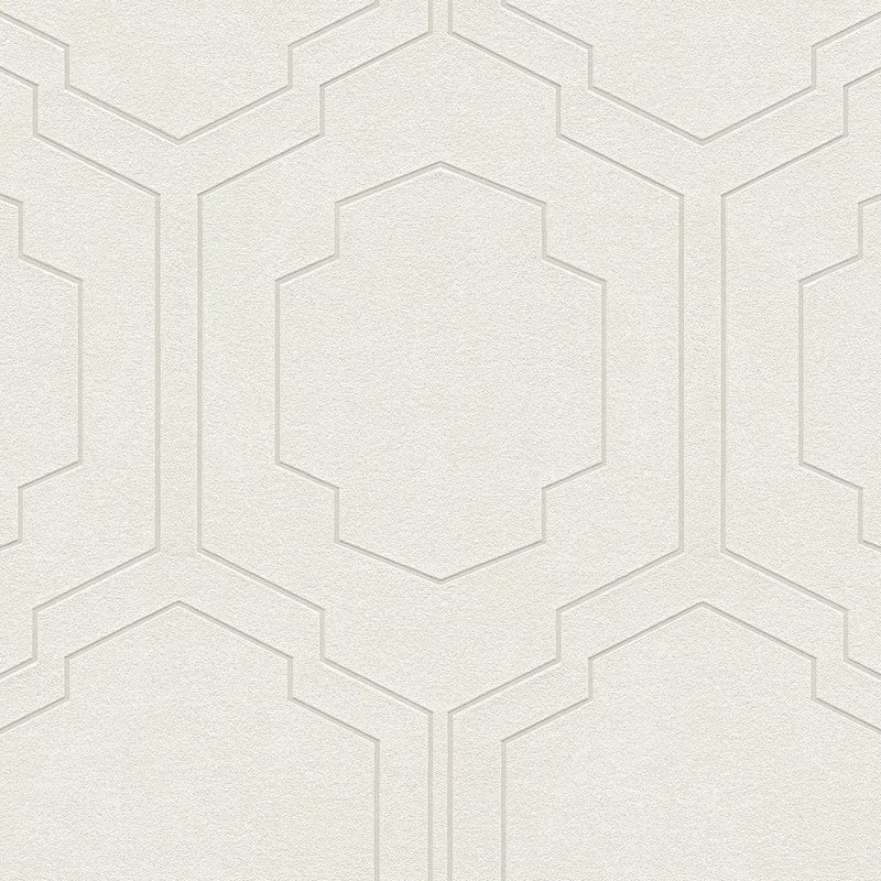 Tapetes retro stilā ar simetrisku rakstu - krēmkrāsainas, 374791 AS Creation