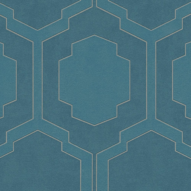 Tapetes retro stilā ar simetrisku rakstu - zilas, 374794 AS Creation