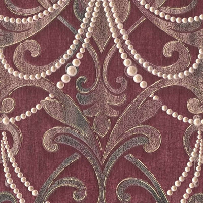 Tapetes sarkanā krāsā ar lustram un pērles rakstu, 1350043 Tapetenshop.lv