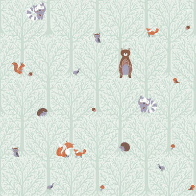 Tapetes zēnu bērnu istabai – ar meža dzīvniekiem zaļos toņos, 1350410 Bez PVC AS Creation