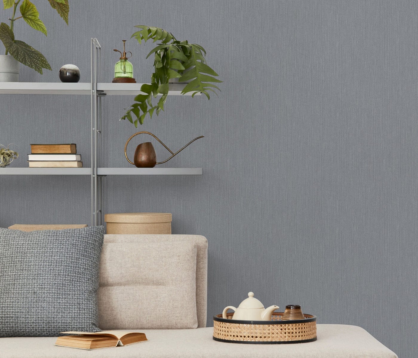 Tumši pelēkas vienkrāsainas tapetes ar spīdīgu virsmu - 3641732 Erismann