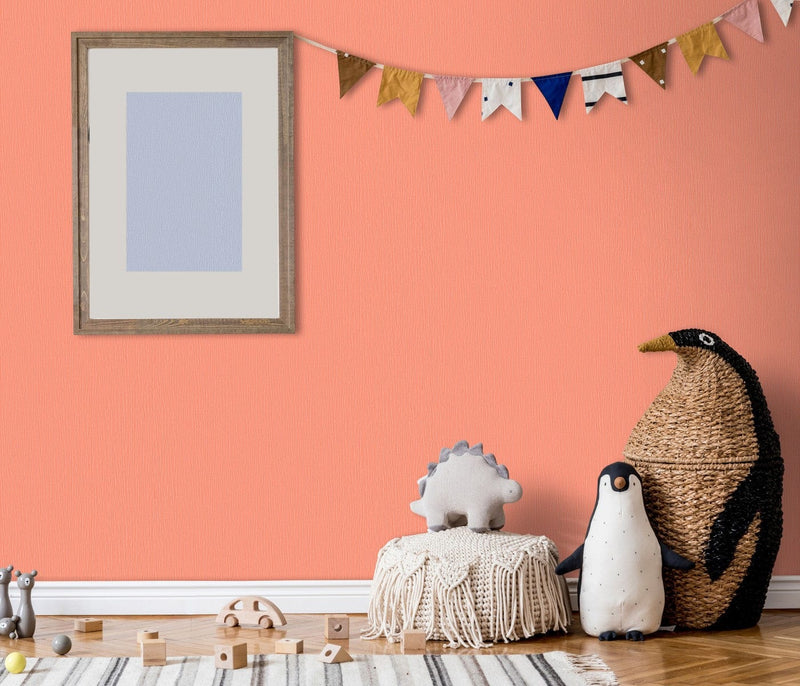 Vienkrāsainas papīra tapetes bērnu istabai koraļļu rozā krāsā, 13343614 Erismann