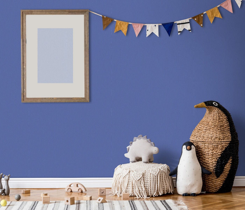 Vienkrāsainas papīra tapetes bērnu istabai zilā krāsā, 13343664 Erismann