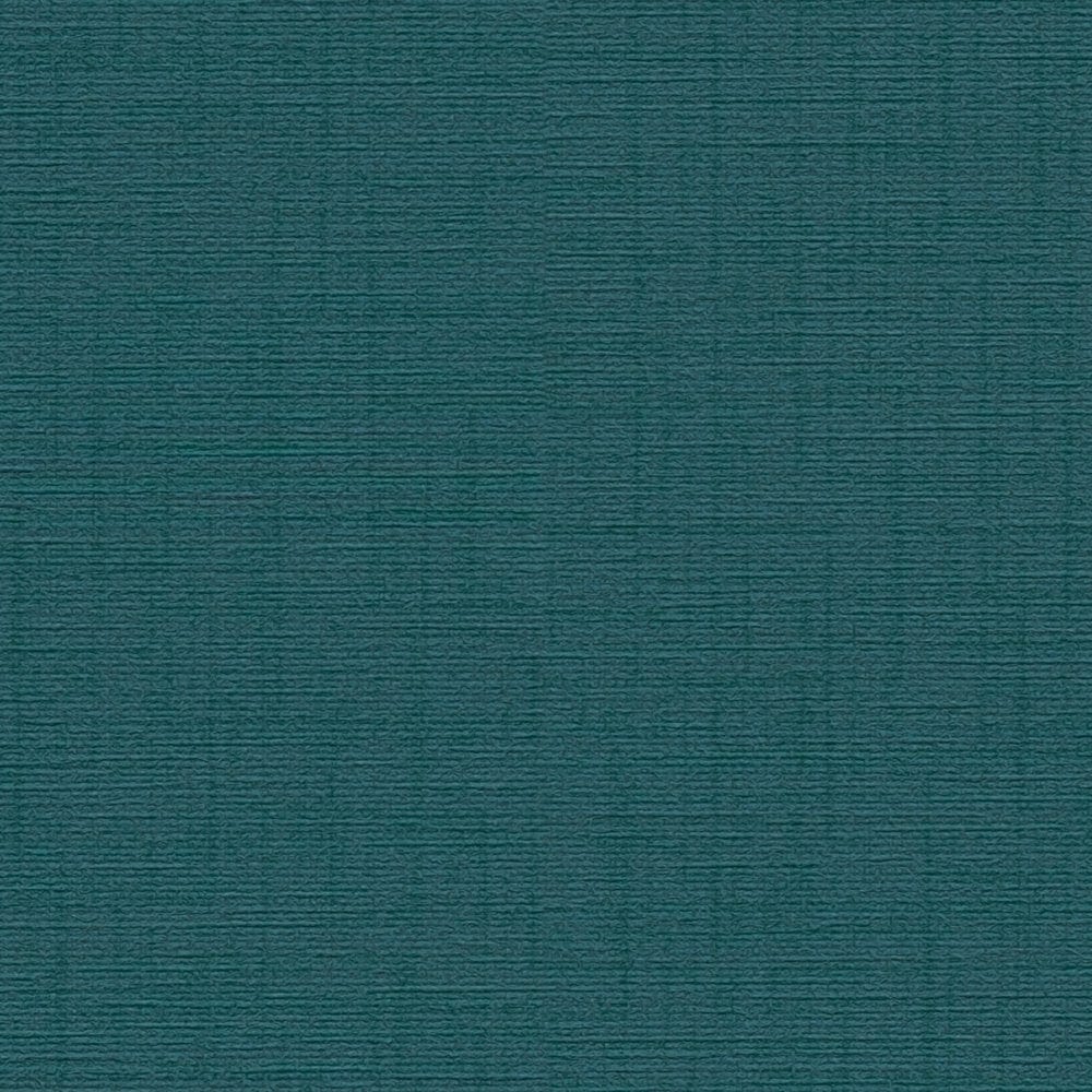 Vienkrāsainas tapetes ar lina struktūru zilgani zaļā krāsā - 1364061 AS Creation