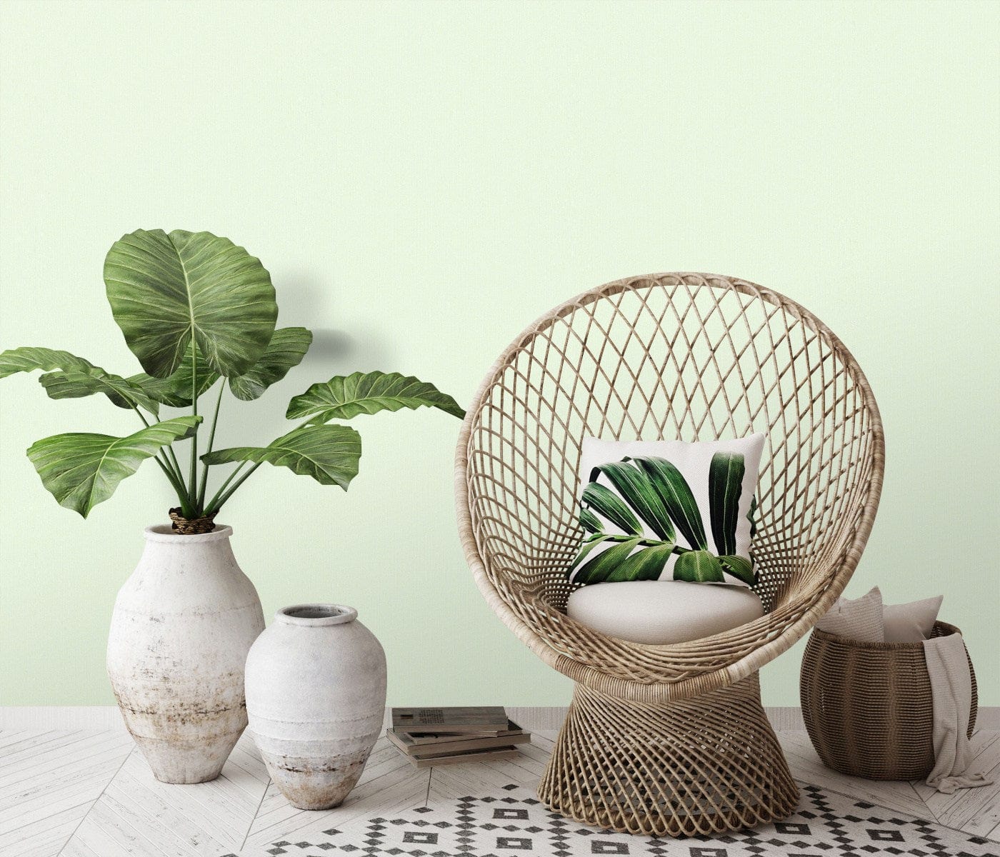 Vienkrāsainas tapetes gaišos zaļos toņos ar spīdīgu virsmu - 3702457 Erismann