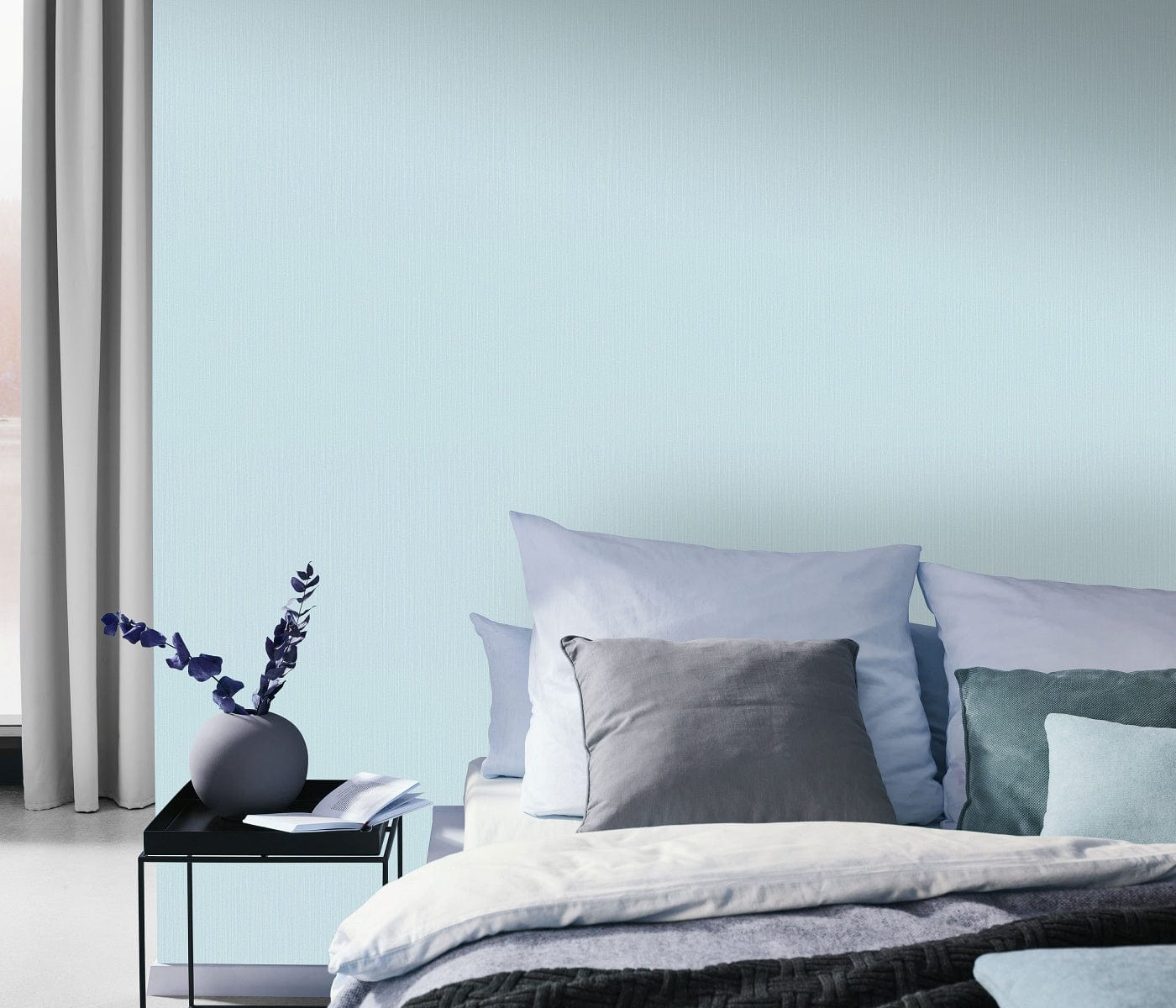 Vienkrāsainas tapetes zilā krāsā ar spīdīgu virsmu - 3702436 Erismann