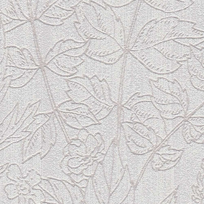 Ziedu tapetes ar lina tekstūru bēšā krāsā AS 378341  Tapetenshop.lv