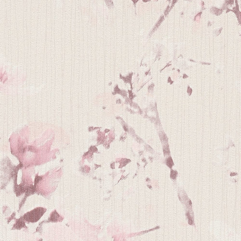 Ziedu tapetes maigos pasteļtoņos - violetā un pelēkā krāsā AS 378163  Tapetenshop.lv