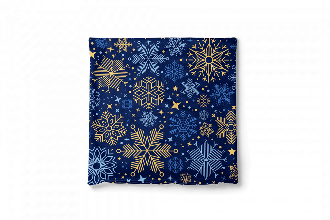 Dekoratīvas velūra spilvendrānas - Ziemas elegance, zilā un zeltā krāsā G-art