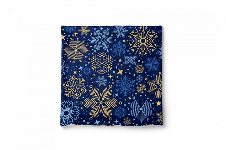Dekoratīvas velūra spilvendrānas - Ziemas elegance, zilā un zeltā krāsā G-art