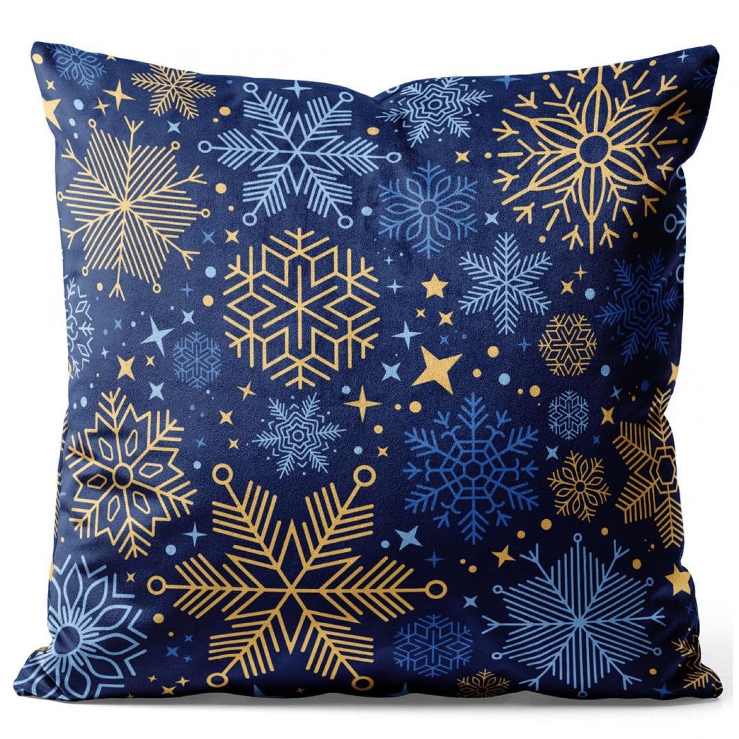 Dekoratīvas velūra spilvendrānas - Ziemas elegance, zilā un zeltā krāsā G-art