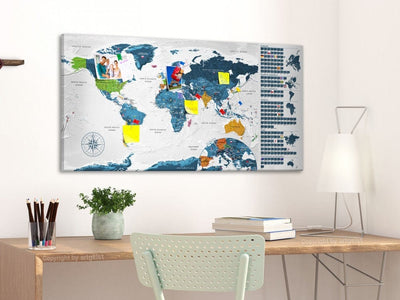 Zila pasaules karte-tāfele #2 (nokasāma) 106884 Tapetenshop.lv