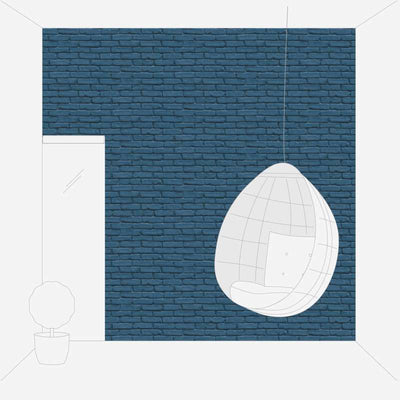 Tapetes 3D zilas tapetes ar akmens imitāciju, ķieģeļu siena AS 358561 Tapetenshop.lv
